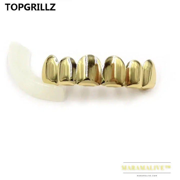 Gold Silver Plated HIP HOP Tooth Grillz Top& Bootom Groll Set With Silicone Vampire Teeth Best Gift ForChristmas