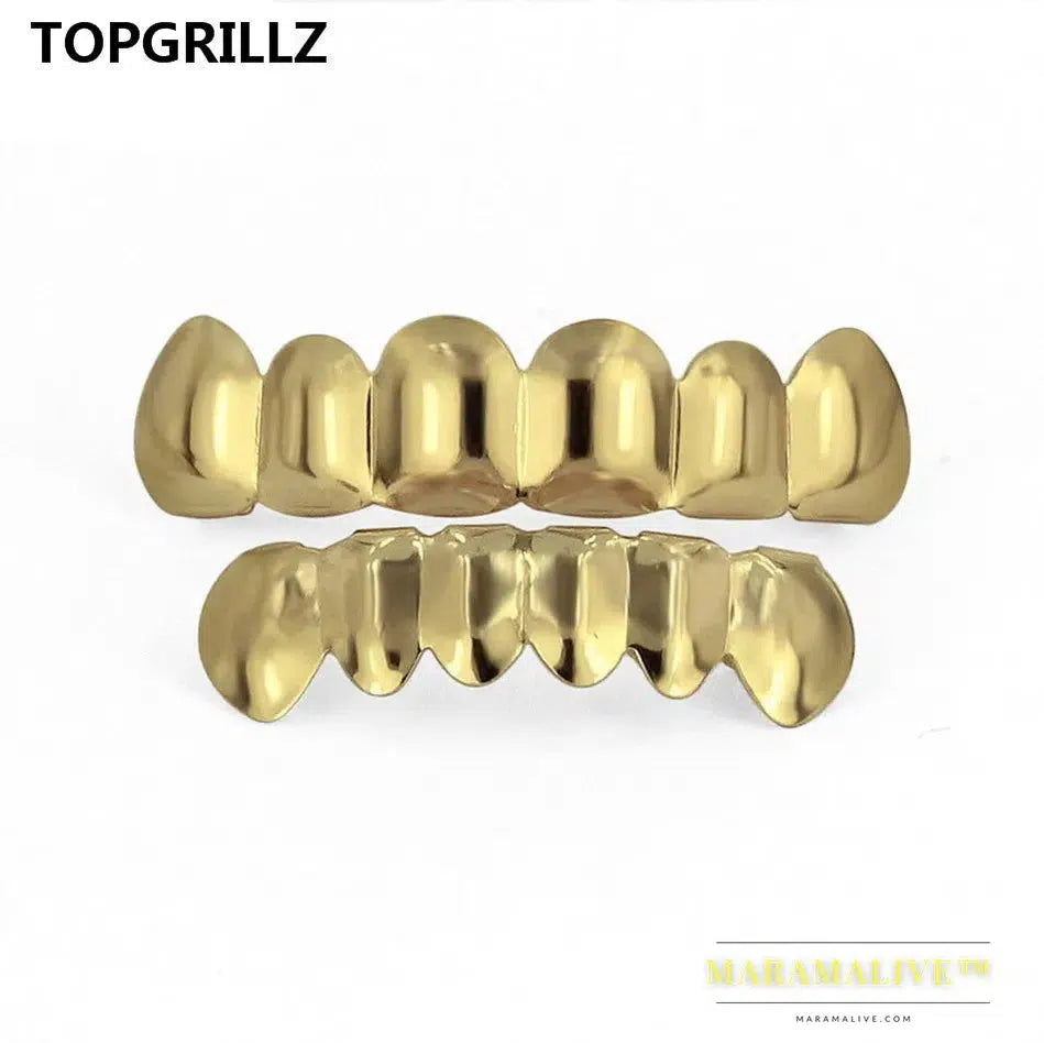 Gold Silver Plated HIP HOP Tooth Grillz Top& Bootom Groll Set With Silicone Vampire Teeth Best Gift ForChristmas