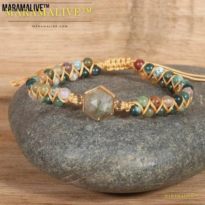 Gorgeous Agate Hexagonal Charm Braided Bracelet