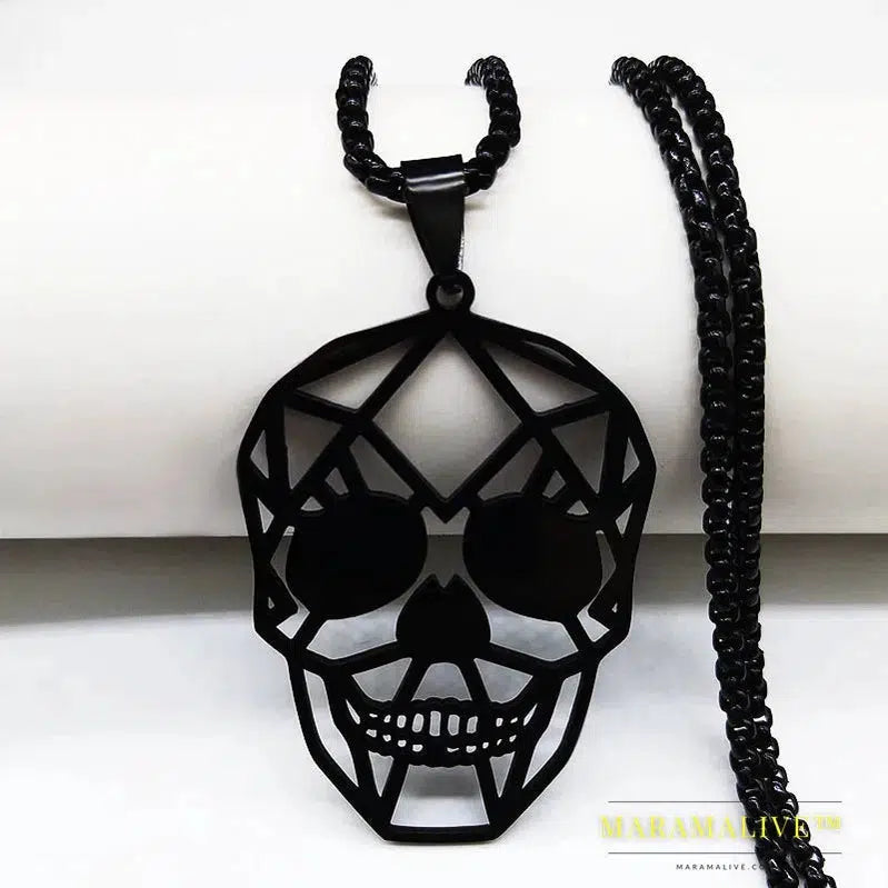 Goth Cool Skull Neck Pendant Stainless Steel Chain Necklace Hip Hop Rock Necklaces Jewelry