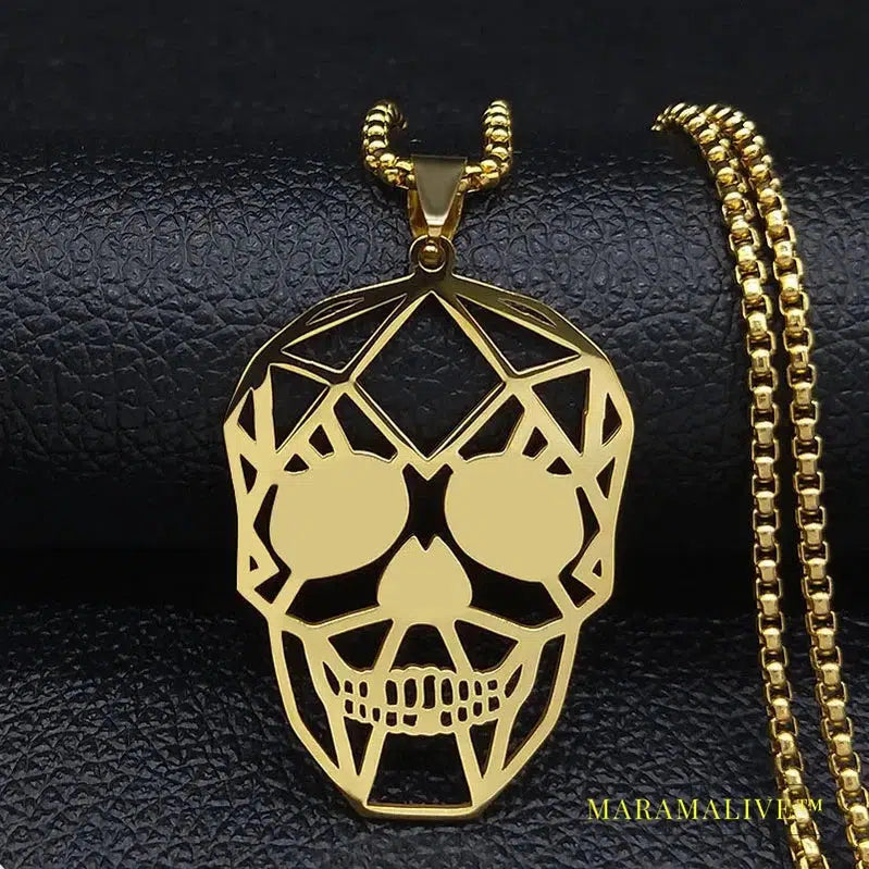 Goth Cool Skull Neck Pendant Stainless Steel Chain Necklace Hip Hop Rock Necklaces Jewelry