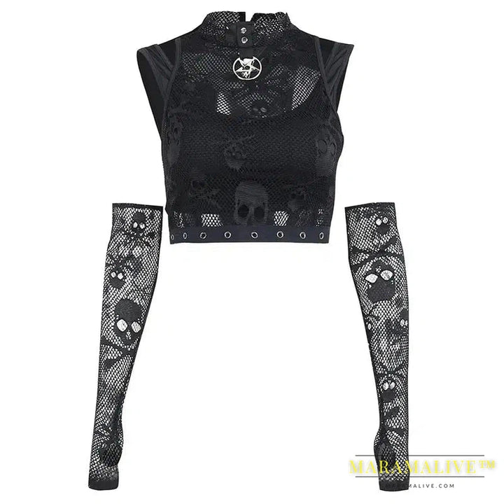 Goth Sexy Lace Corset Crop Tops Camis Y2K Harajuku Aesthetic Black Red Cross Basic Tank Top Summer Women Grunge Emo Streetwear