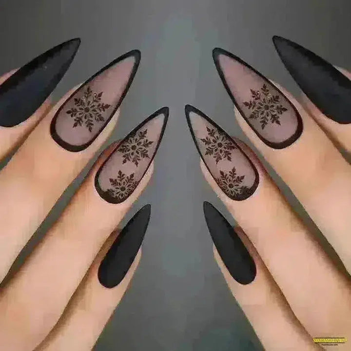 Gothic Armor Artwork - 24p/Box Long Ballet Acrylic Press-on Nails Set, Dark Serpentine Flower False Fashion Nails, Retro Removable