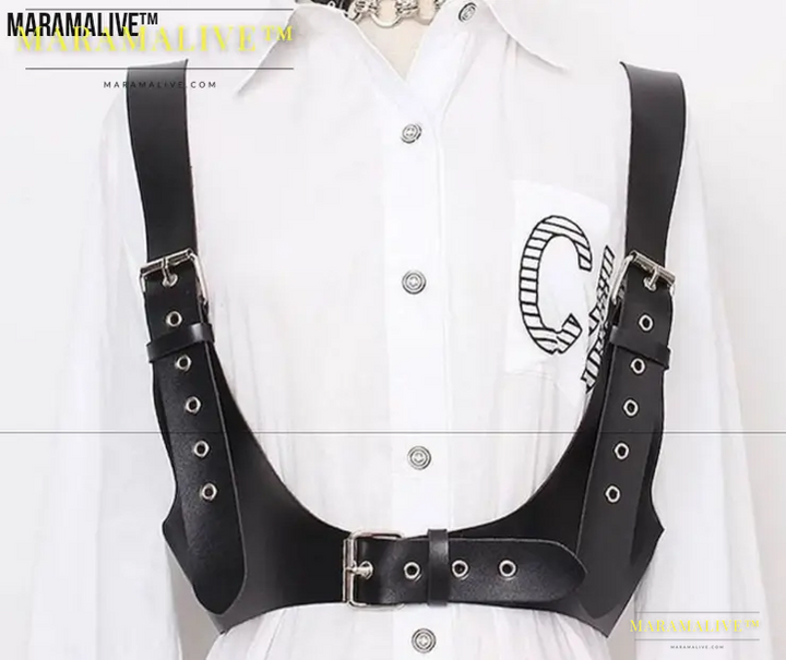 Gothic Bold Strap Vest - Punk Vegan-Friendly Leather Body Belt