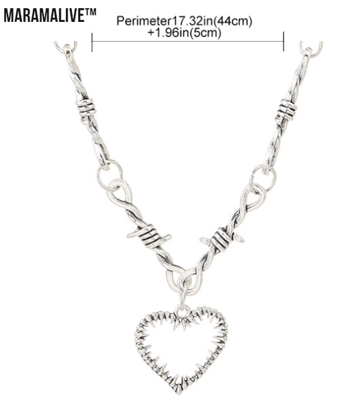 Gothic Dark Thorn Heart Necklace