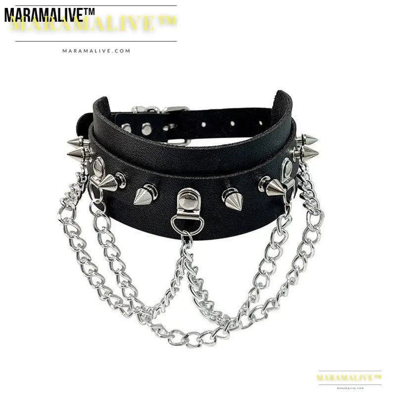 Gothic Exaggerated PU Studded Leather Collar Cosplay and Fun