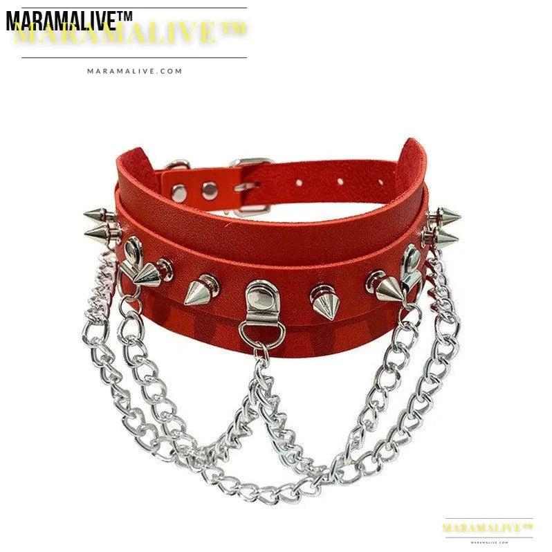 Gothic Exaggerated PU Studded Leather Collar Cosplay and Fun