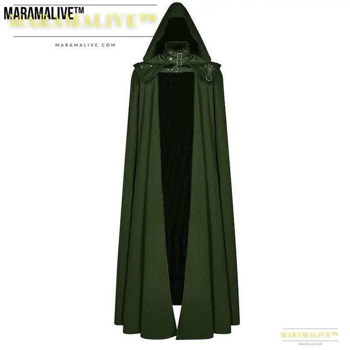 Gothic Halloween Dark Hooded Cloak Robe