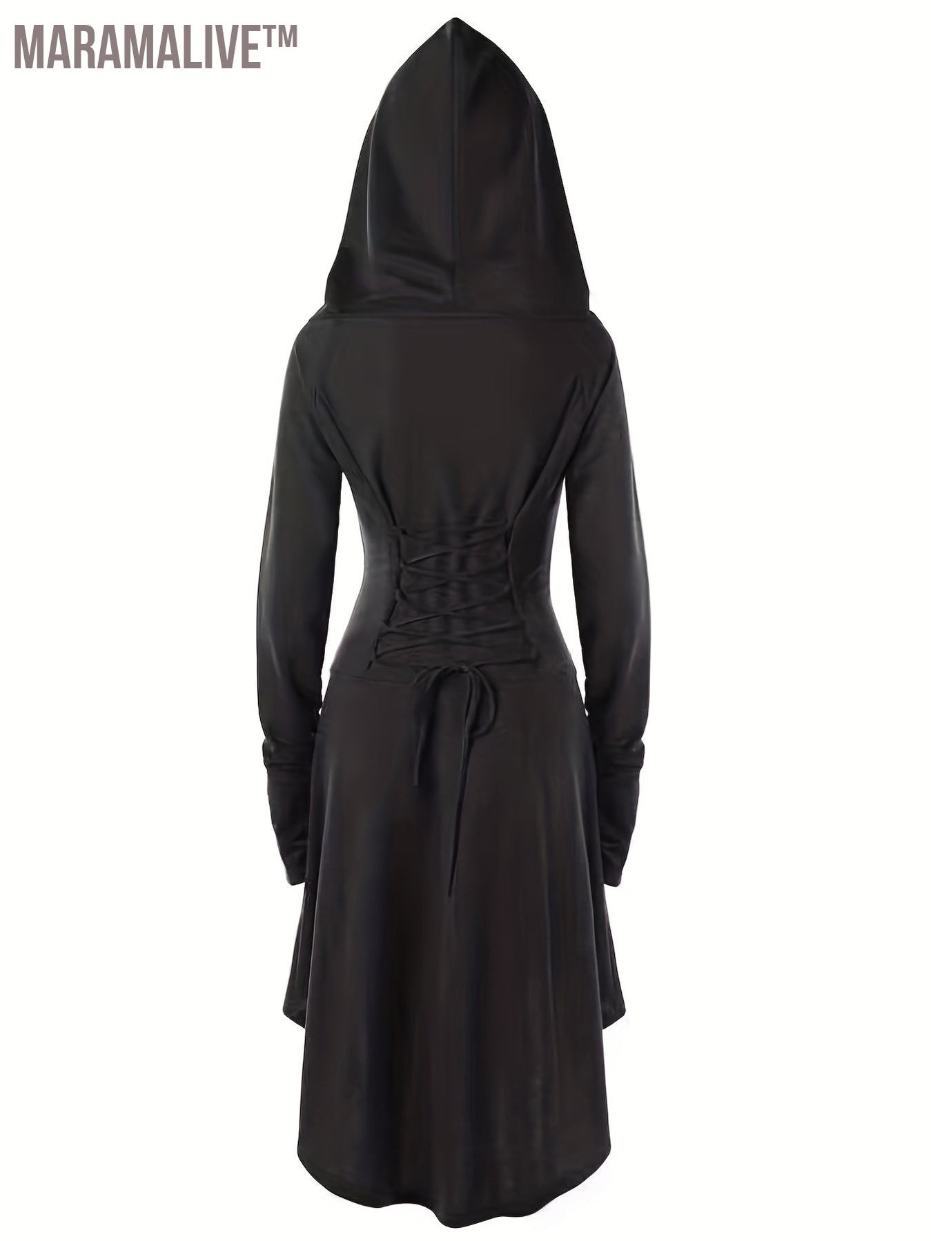 Gothic Hooded Cosplay Dress, Long Sleeve Dress For Halloween, Party, Performance, Women's Clothing