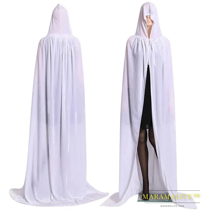 Gothic Hooded Stain Cloak Wicca Robe Witch Larp Cape Women Men Halloween Costumes Vampires Fancy Party Size S-M