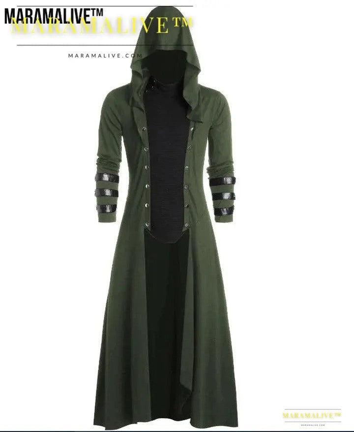 Gothic Hooded Trench coat - Authentic Court Jacket Sleeved