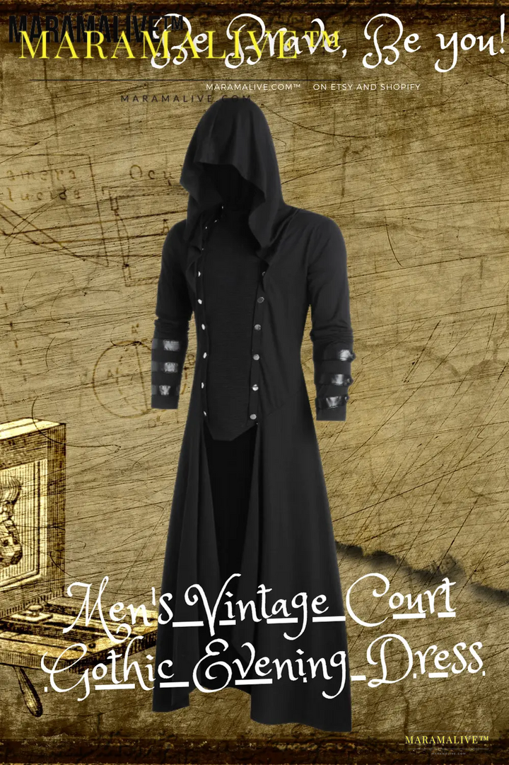 Gothic Hooded Trench coat - Authentic Court Jacket Sleeved