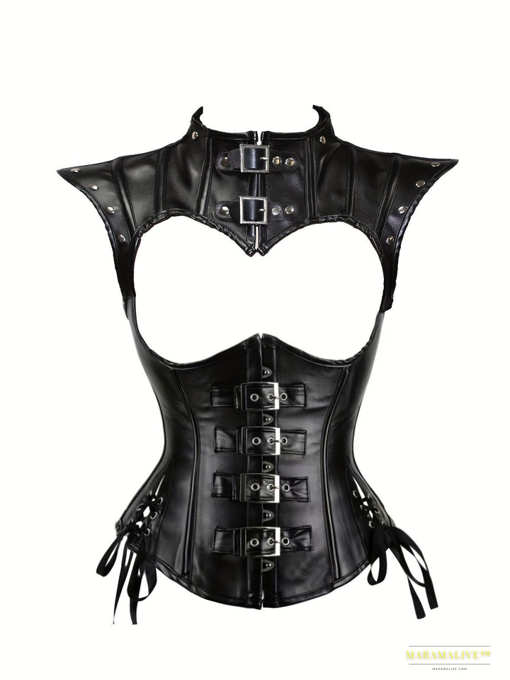 Gothic Lace Up Corset Top Set with Cape, Women's Lingerie for Music Festivals and Shapewear