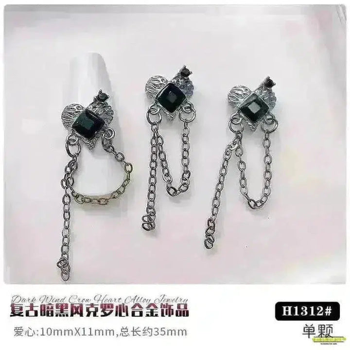 Gothic Punk Style 10PCS Alloy 3D Nail Charms - Heart, Skeleton, Cross, Spider Design - Spooky Halloween Nail Art Decorations