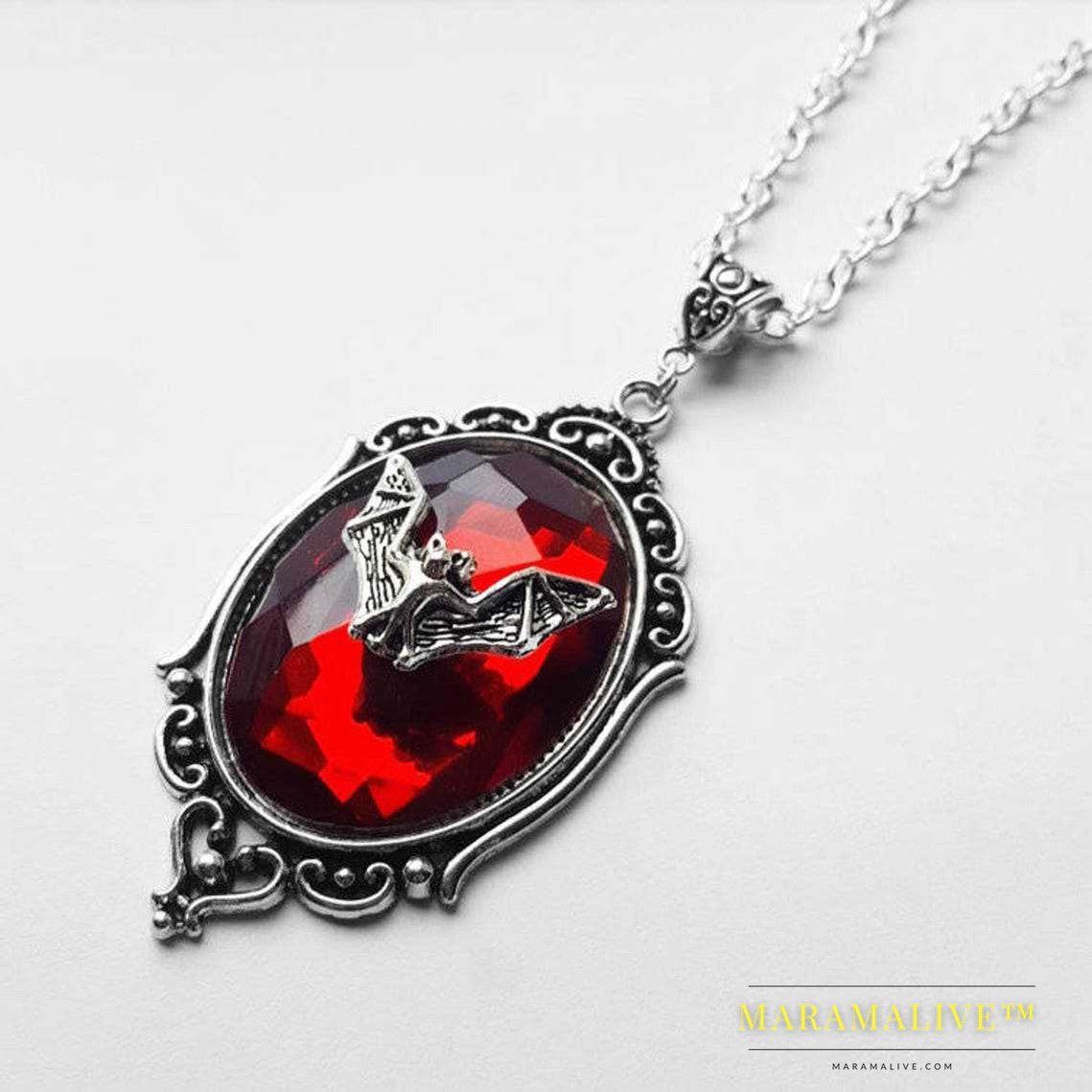 Gothic Red Bat Necklace All-match