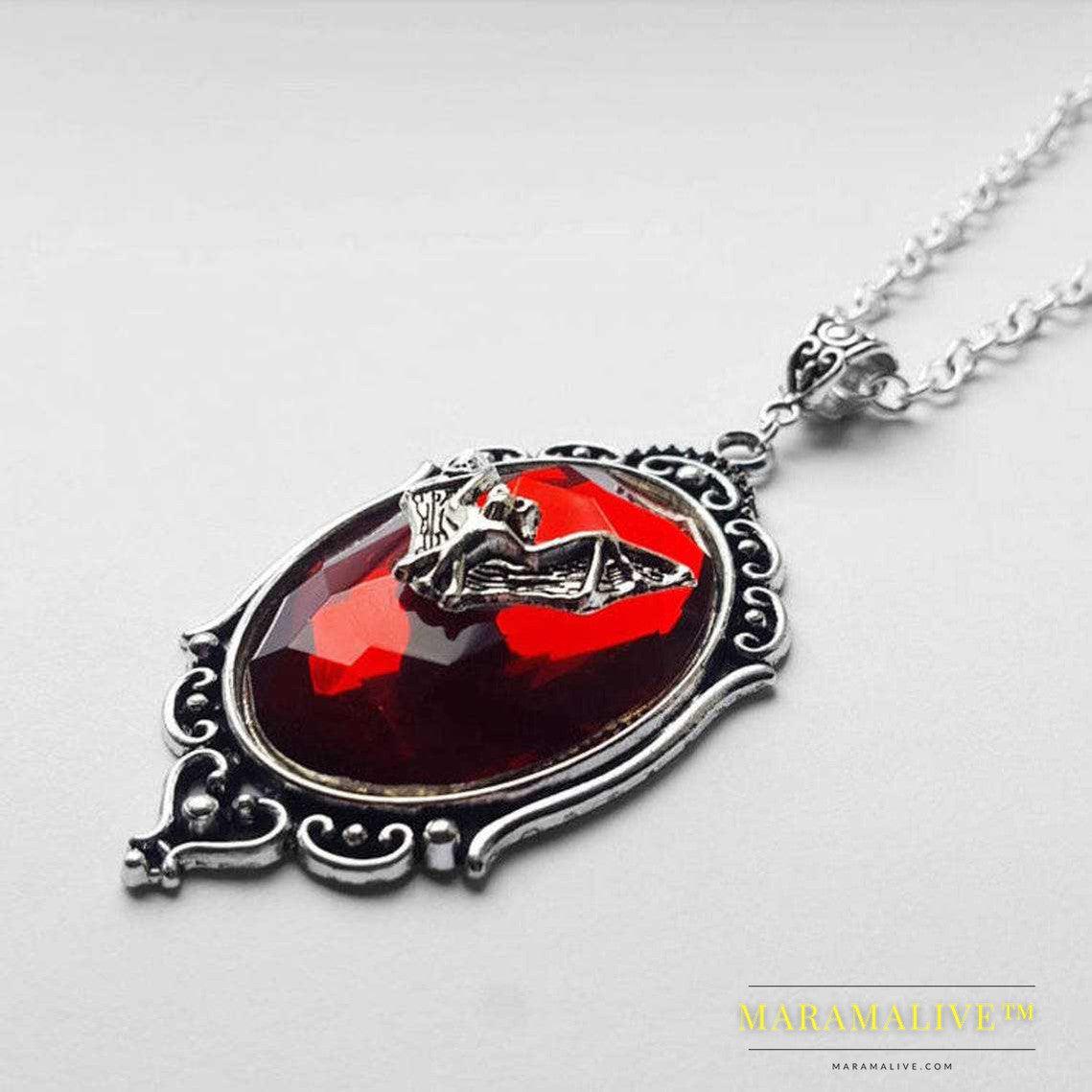 Gothic Red Bat Necklace All-match