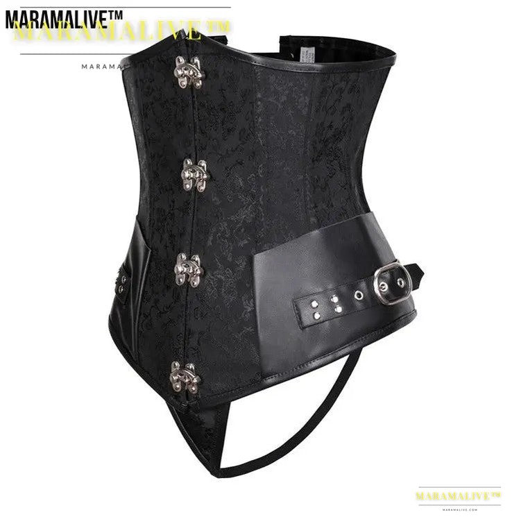 Gothic Retro Women's Corset | Steampunk Bustier with Metal and buckled clasps