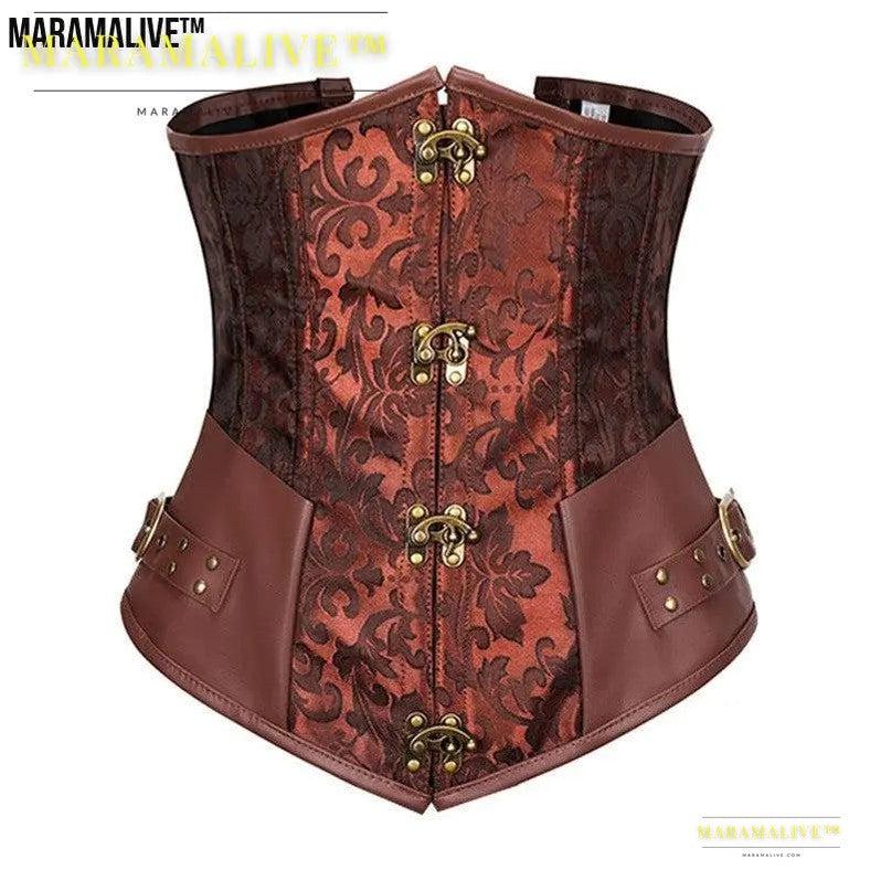 Gothic Retro Women's Corset | Steampunk Bustier with Metal and buckled clasps