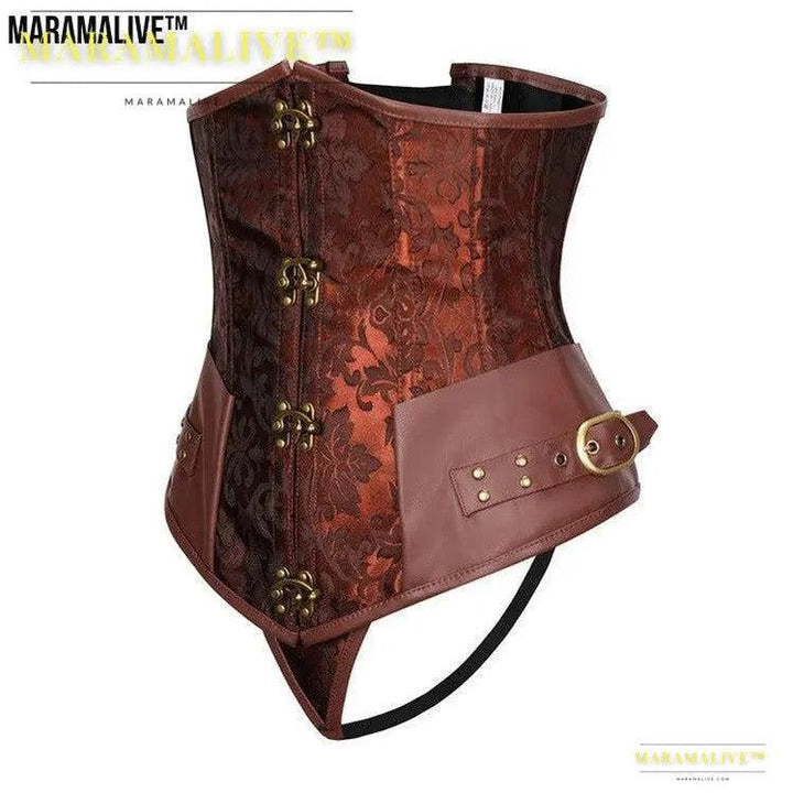 Gothic Retro Women's Corset | Steampunk Bustier with Metal and buckled clasps