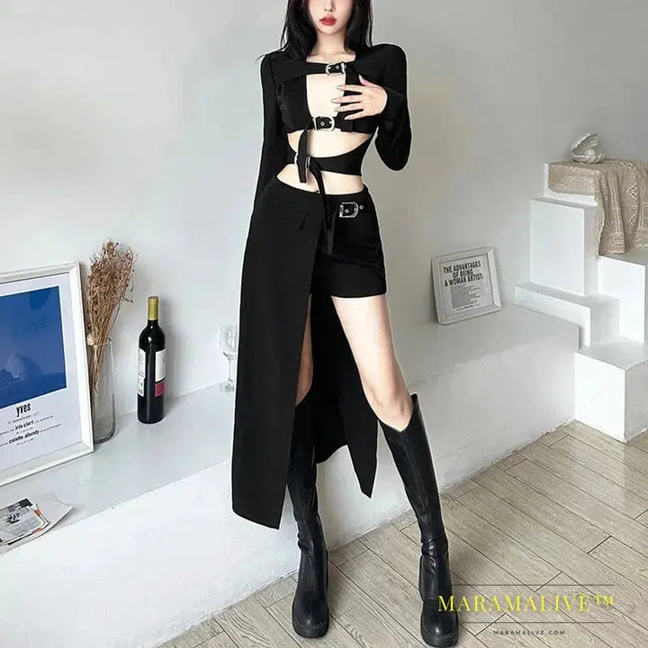 Gothic Skirts Goth Dark Techwear Patchwork Sexy Mini Women Grunge Irregular Hem High Waist Cargo Skirt Hip Hop Black Summer 2023