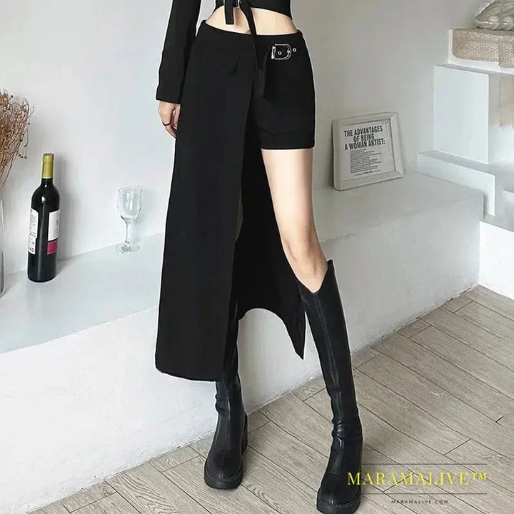 Gothic Skirts Goth Dark Techwear Patchwork Sexy Mini Women Grunge Irregular Hem High Waist Cargo Skirt Hip Hop Black Summer 2023