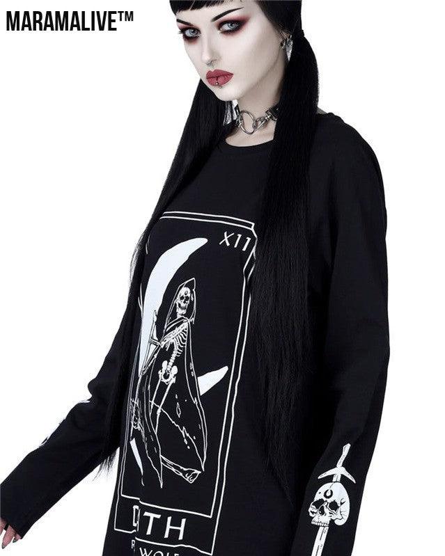 Gothic Street Fashion Long Sweater - Extended Knit Gothic Urban Wear for Women