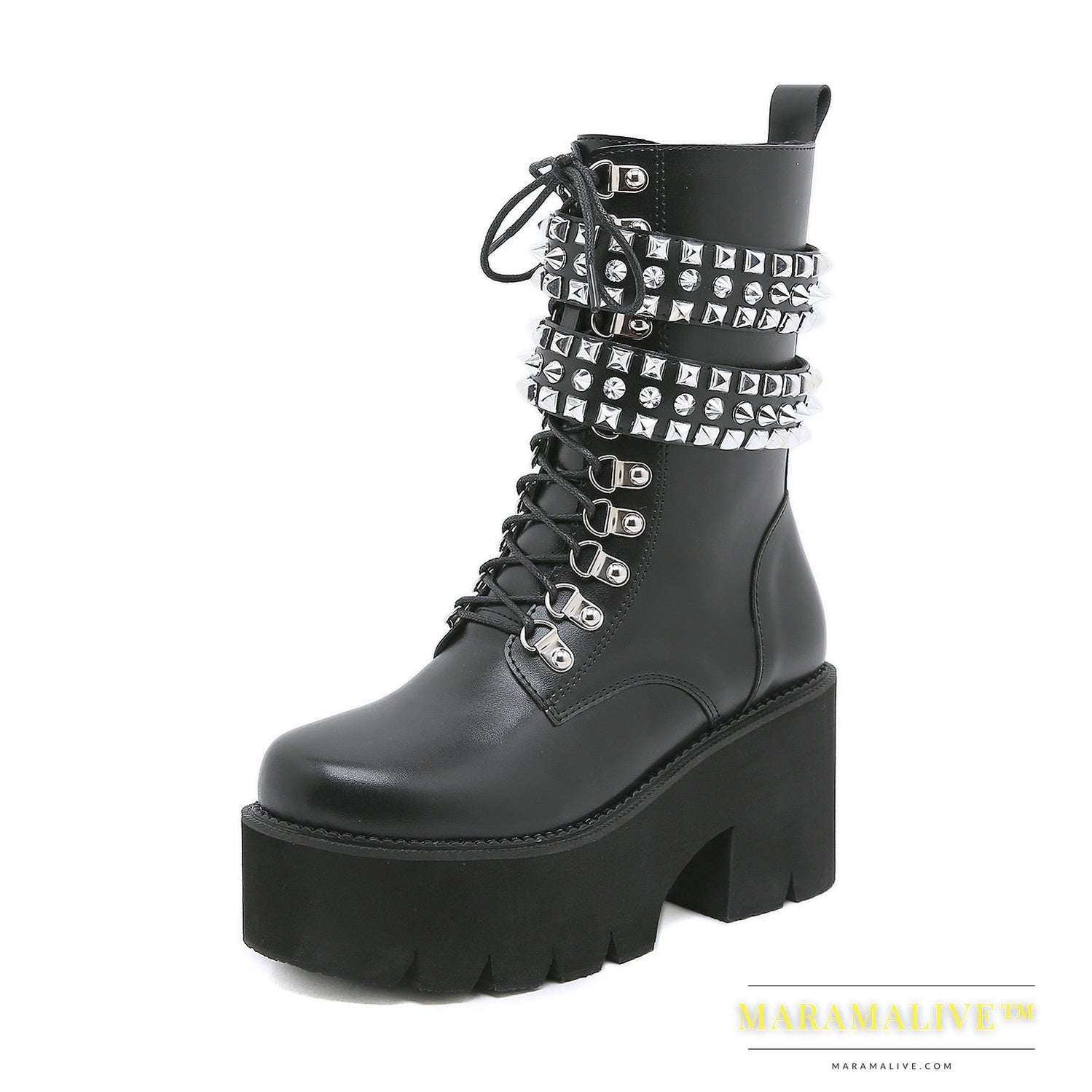 Gothic Style Fashion Rivet Mid-calf Boots For Women