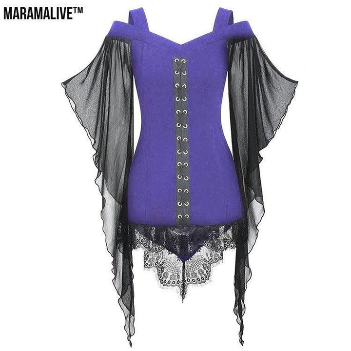 Gothic Swing Sleeve Irregular Panel Chiffon Shirt