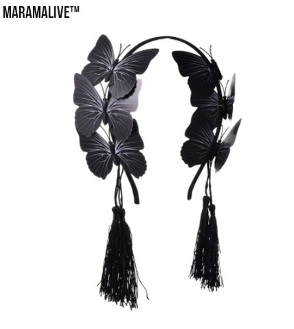 Gothic tassel black butterfly headband