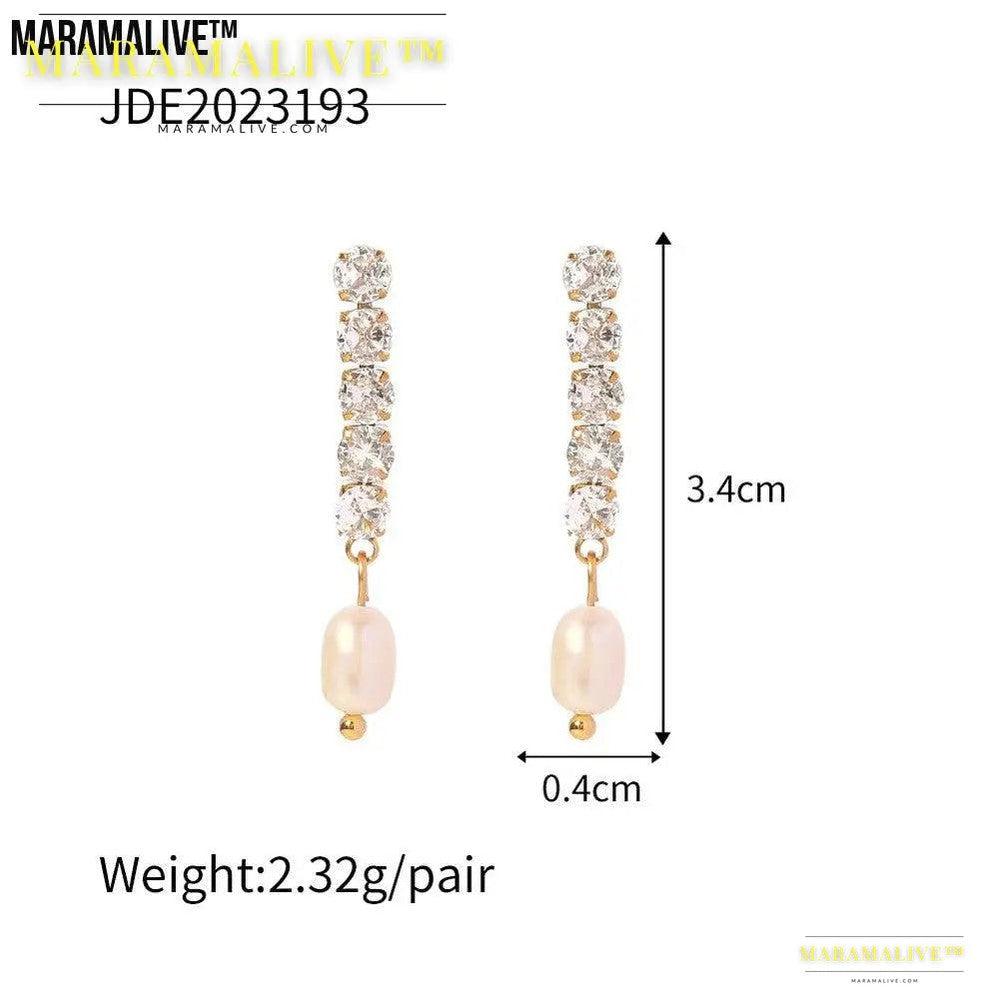 Graceful And Fashionable Exquisite Micro Inlaid Zircon Freshwater Pearl Ear Studs