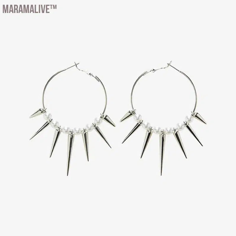 Grunge Rock Accessories Rivet Hoop Earrings Cool Hip Hop Earrings for Women Egirl Jewelry Punk Korean Earrings Fashion