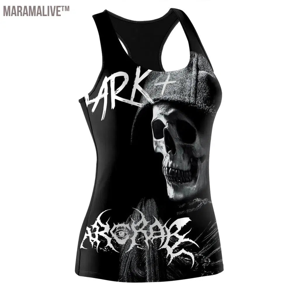 HOT Ouija Black Tank Tops Gothic Skeleton Printed Vest Fashion Shirt Summer Sexy Slim Vest Sleeveless Streetwear