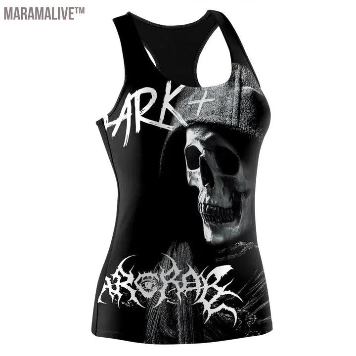 HOT Ouija Black Tank Tops Gothic Skeleton Printed Vest Fashion Shirt Summer Sexy Slim Vest Sleeveless Streetwear