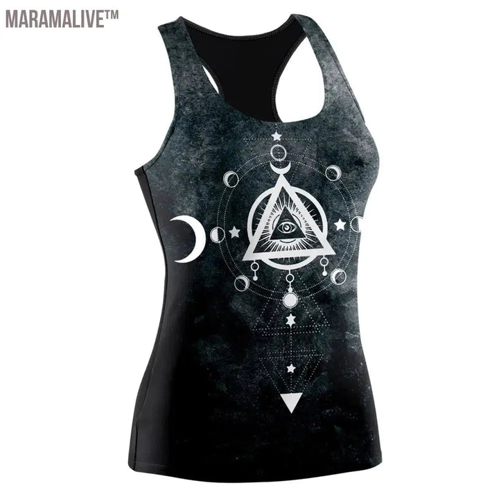 HOT Ouija Black Tank Tops Gothic Skeleton Printed Vest Fashion Shirt Summer Sexy Slim Vest Sleeveless Streetwear