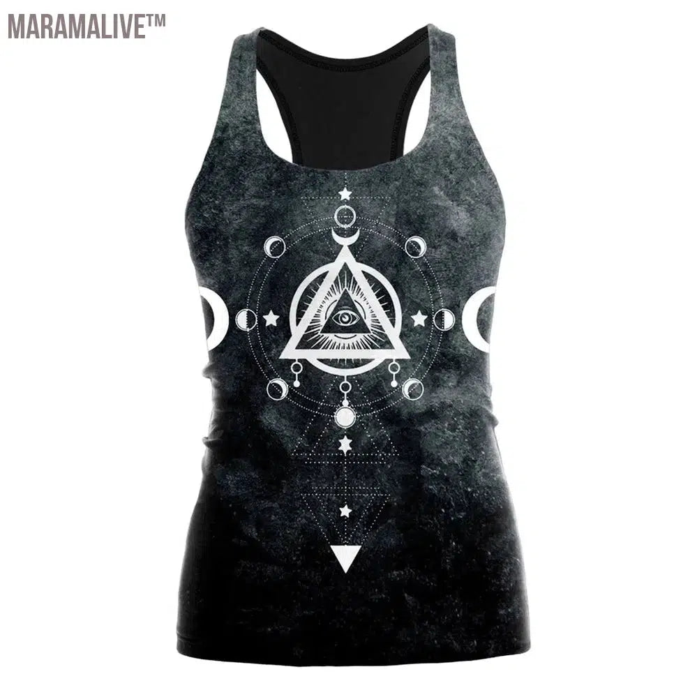 HOT Ouija Black Tank Tops Gothic Skeleton Printed Vest Fashion Shirt Summer Sexy Slim Vest Sleeveless Streetwear