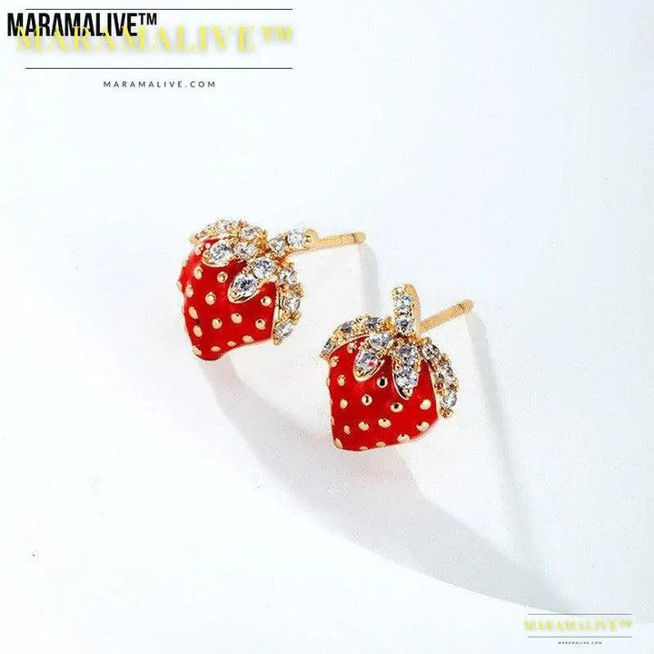 HOW CUTE!! Simple And Cute Strawberry Fruit Ear Studs GIMME GIMME GIMME