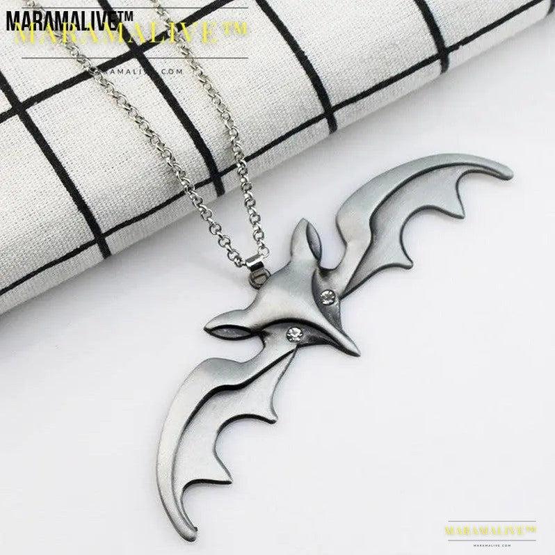 Halloween Animal Bat Wing Diamond Necklace