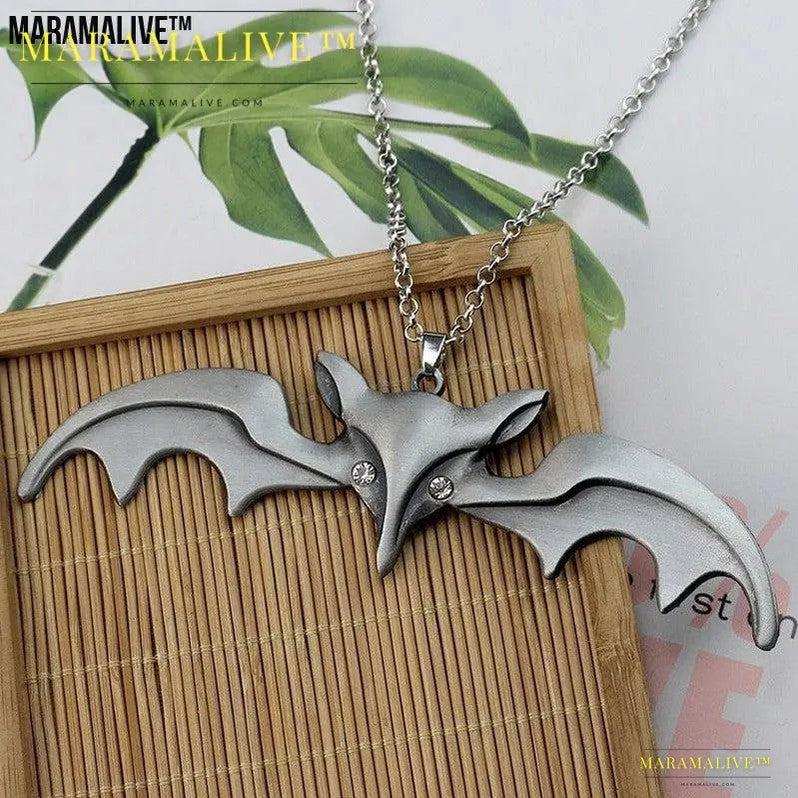 Halloween Animal Bat Wing Diamond Necklace