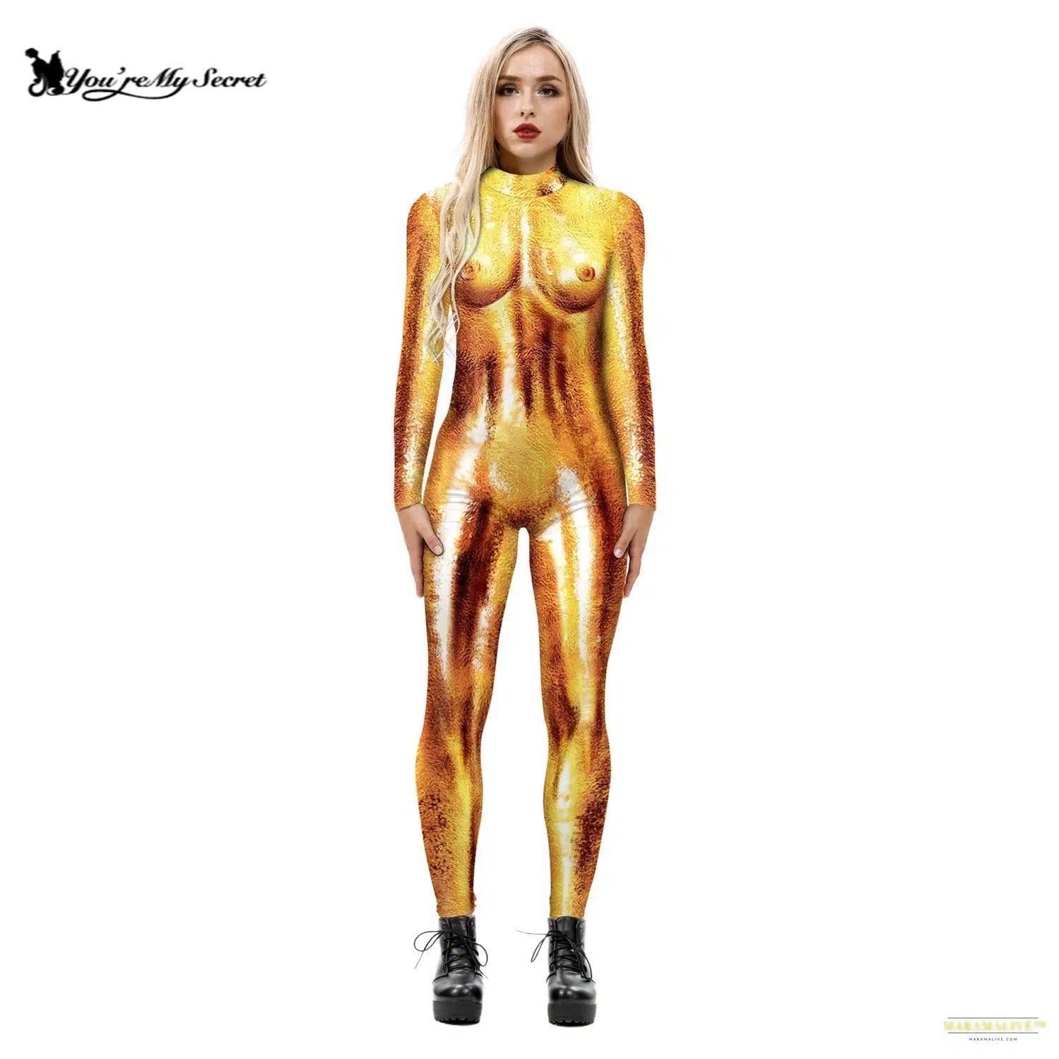 Halloween Cosplay Costumes Animal 3D Digital Printing Long Sleeve Jumpsuits Women Slim SkinnyStretch Bodysuit