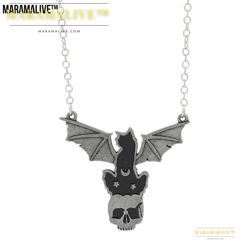 Halloween Dark Butterfly Skull Necklace