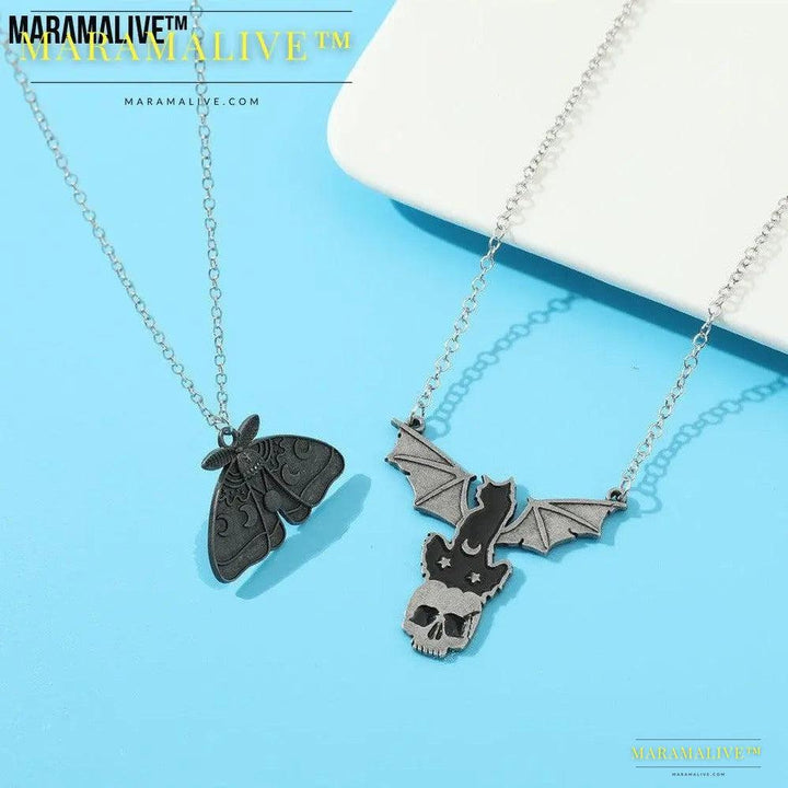 Halloween Dark Butterfly Skull Necklace