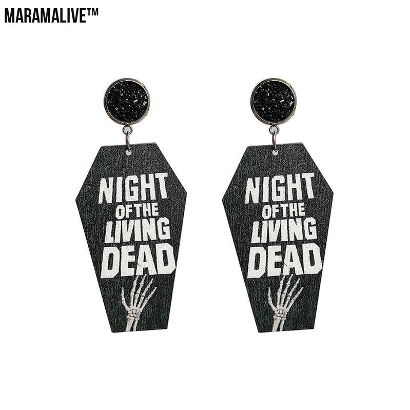 Halloween Horror Eardrop Grave Undead Bat Cross Coffin Earrings