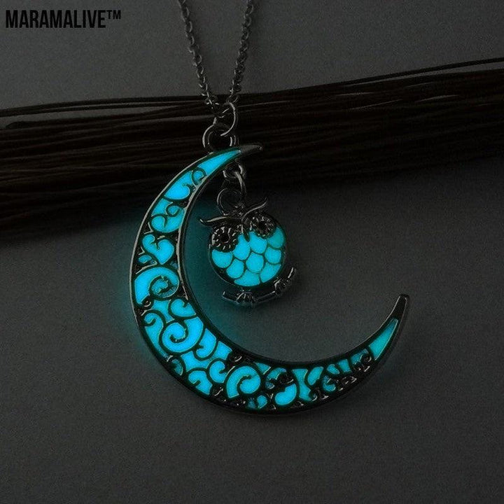 Halloween Multi-colored Moonlit Owl Necklace