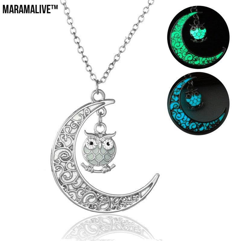 Halloween Multi-colored Moonlit Owl Necklace