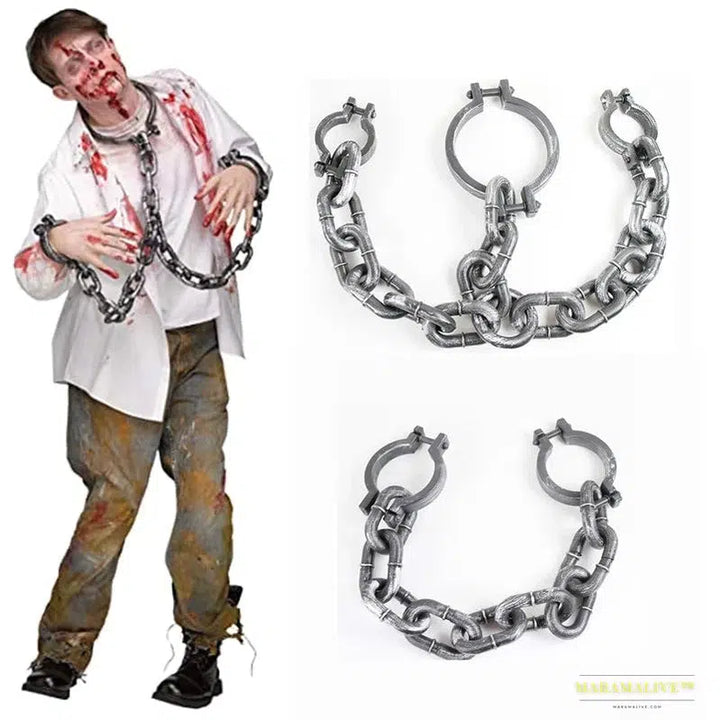 Halloween Performance Props: Dark Gothic Prisoner Handcuffs with Chain Links - Punk Trend