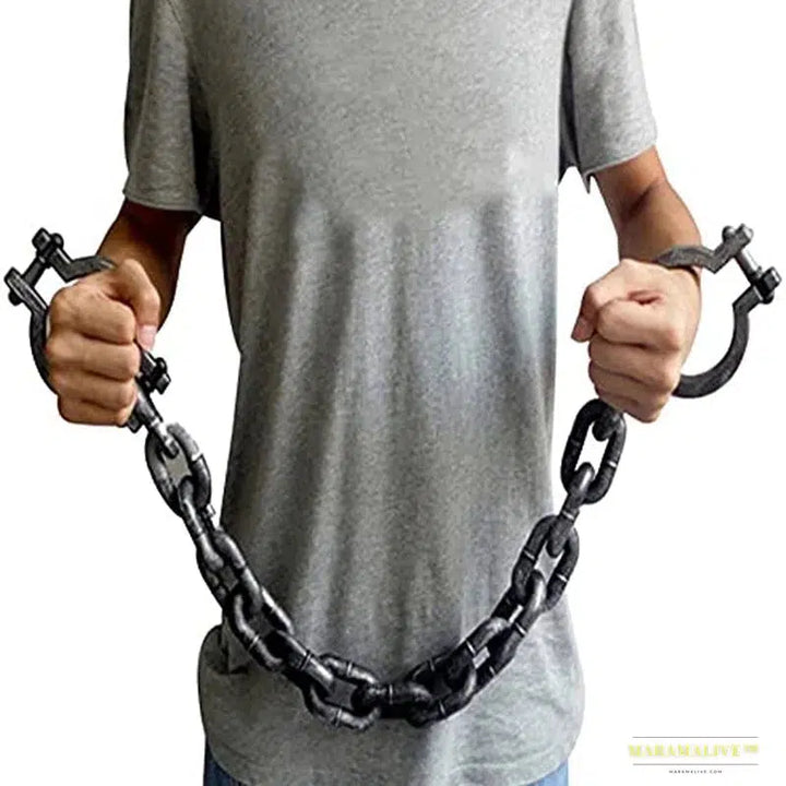 Halloween Performance Props: Dark Gothic Prisoner Handcuffs with Chain Links - Punk Trend