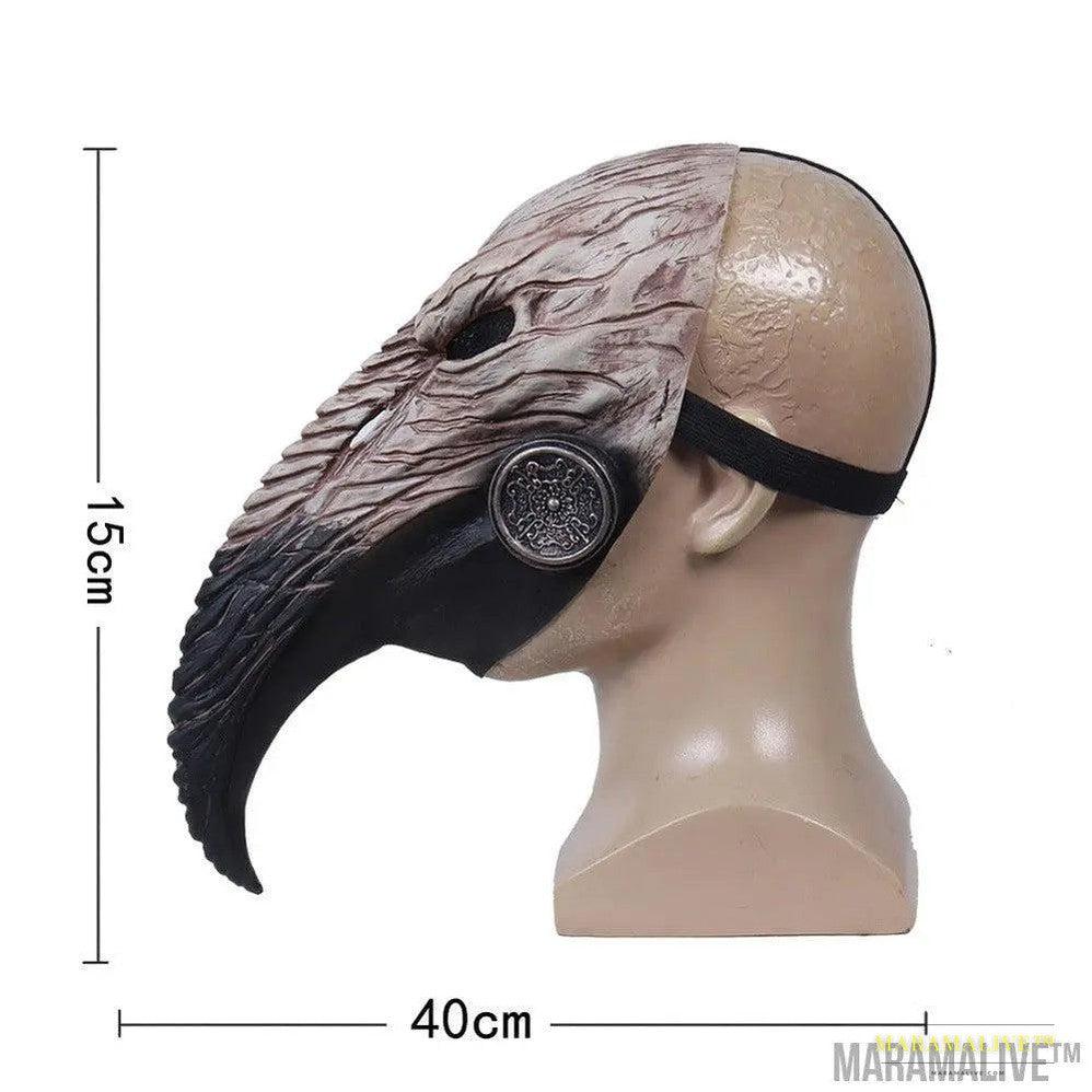 Halloween Plague Doctor Mask Steampunk Beak Black Death Virus Cosplay Latex Headgear Mask