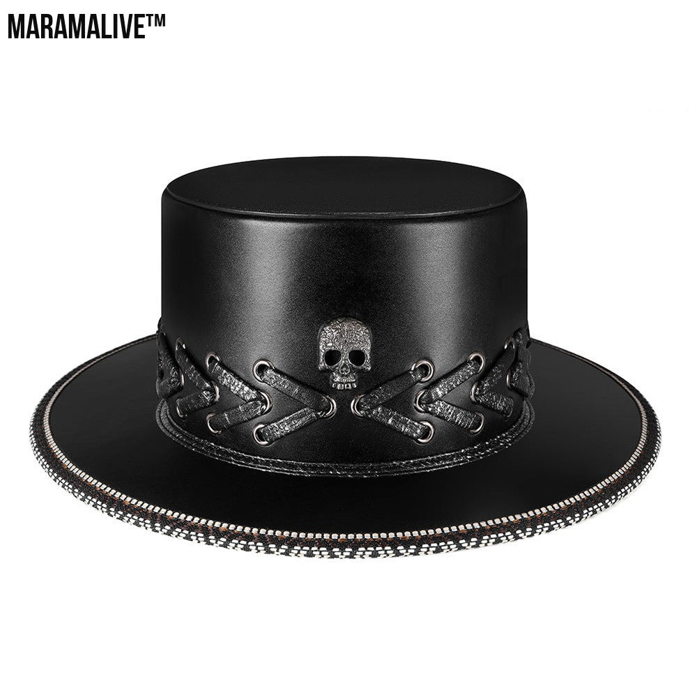 Halloween Punk Skull Black Top Hat