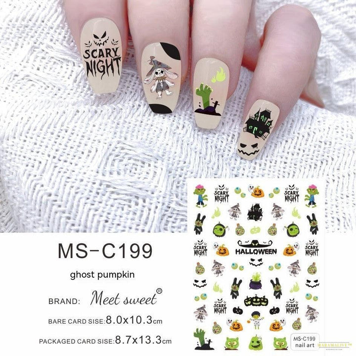 Halloween Skull Pumpkin Nail Sticker