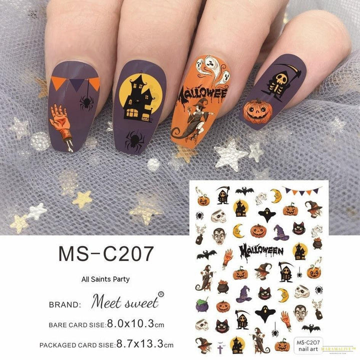 Halloween Skull Pumpkin Nail Sticker